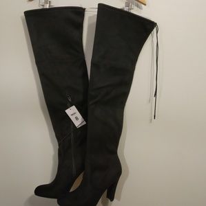 Above the knee faux suede boots